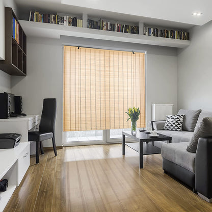 ABOUT SPACE 2 Pcs Bamboo Curtains - (Beige, W 5 ft x H 6 ft)