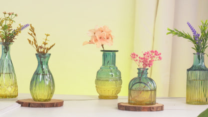 ABOUT SPACE Glass Bud Flower Vase – Pack of 5 Glass Centrepiece Mini Flower Vase - Gradient