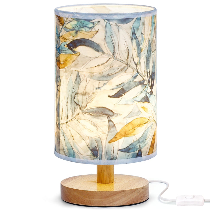 Fabric Shade Watercolor Leaves Table Lamp