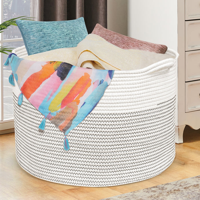 Large White Jute Laundry Basket