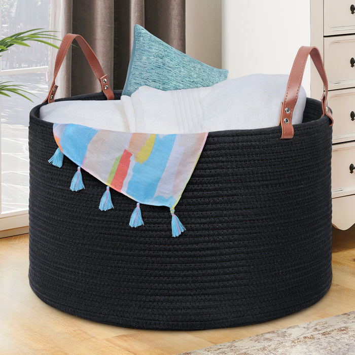 Large Black Jute Laundry Basket