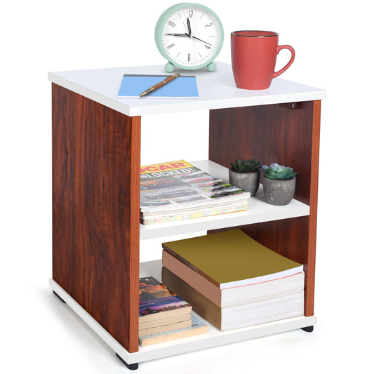 ABOUT SPACE Bed Side Table with Storage (L 40 x B 40 x H 53 Cm)(Oak red)