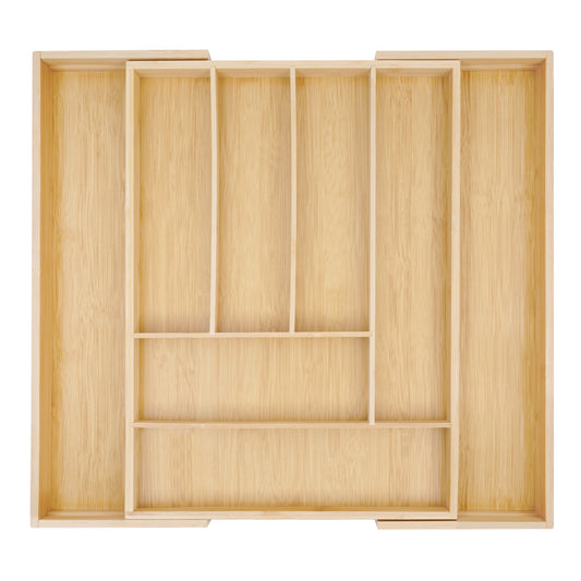 ABOUT SPACE Expandable Bamboo Drawer Organizer with Trays Dividers (L 33.5 - 50 x B 45.5 x H 5 cm)