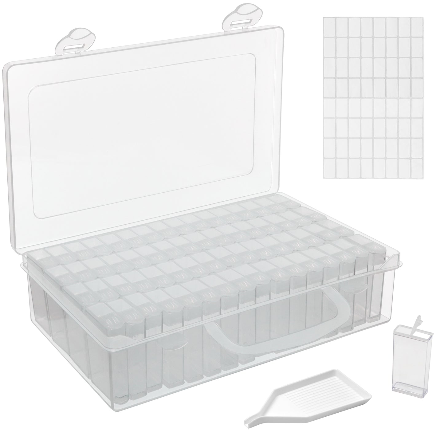 ABOUT SPACE Diamond Painting Storage Box - 64 Slots Bead Storage Boxes with 64 Labels and 1 Pouring Funnel