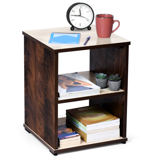 ABOUT SPACE Bed Side Table - End & Sofa Side Table with Storage (L 40 x B 40 x H 53 Cm)(Walnut)