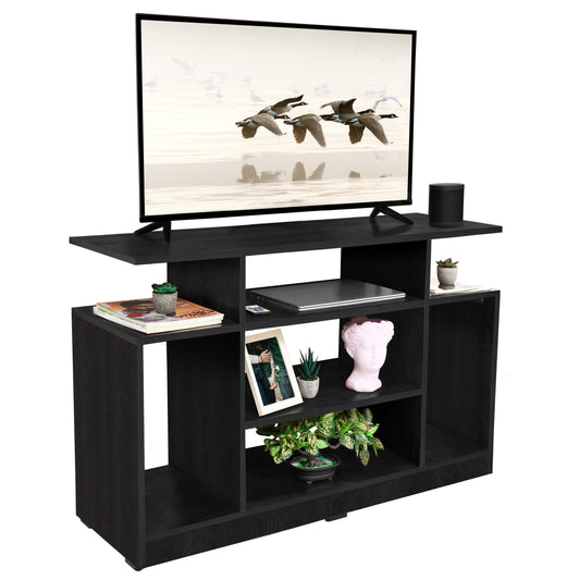 ABOUT SPACE Wooden TV Stand - TV Entertainment Unit and Multipurpose Shelf Storage - DIY Unit for 32-50 Inch TV,Book Storage Rack - Walnut Brown