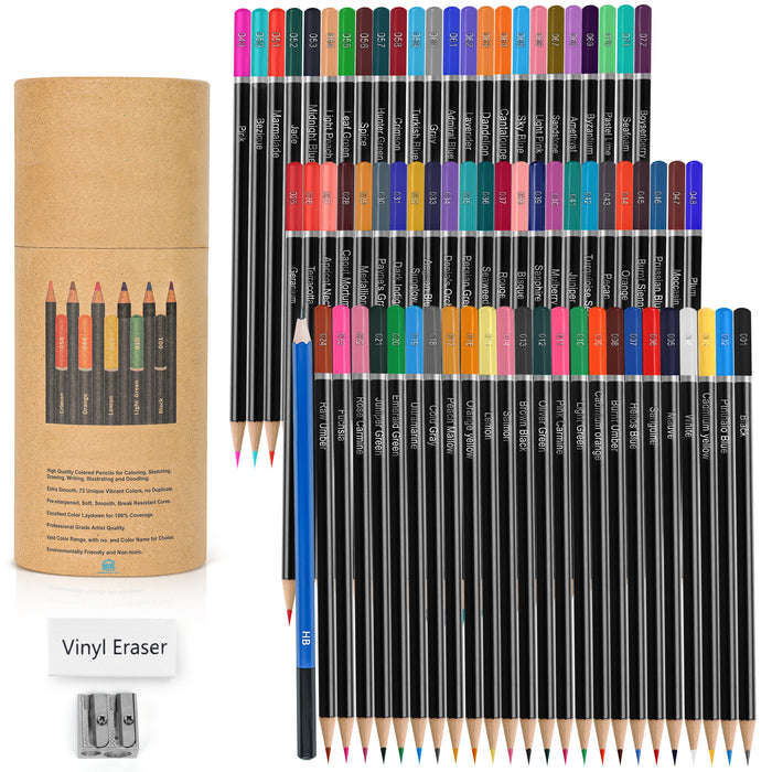 ABOUT SPACE Colour Pencils Kit (75 Pcs) - Drawing Color Pencils with Shading HB Pencil, Vinyl Eraser, Sharpener & Storage Box for Book Colouring,Blending,Sketching
