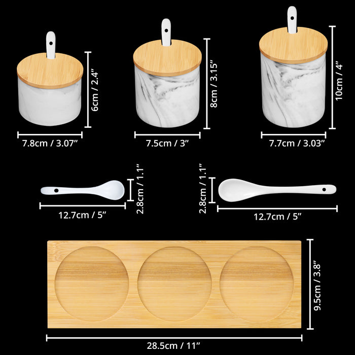 3-Piece Marble Finish Condiment Jar Set