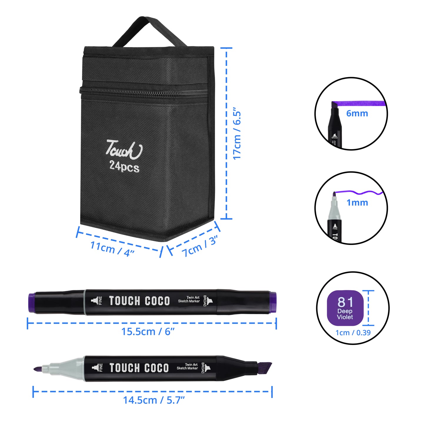 ABOUT SPACE Dual Tip Art Markers - 24 Colours With Carrying Case