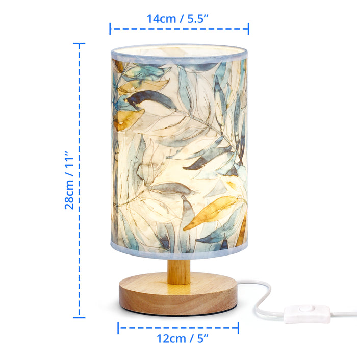 Fabric Shade Watercolor Leaves Table Lamp