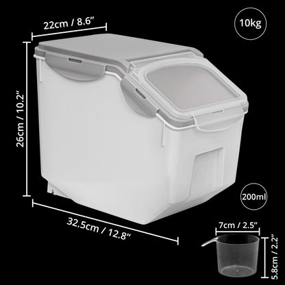 ABOUT SPACE 1 Pack Rice Dispenser (10Kg) Airtight Rice Storage Container with Measuring Cup