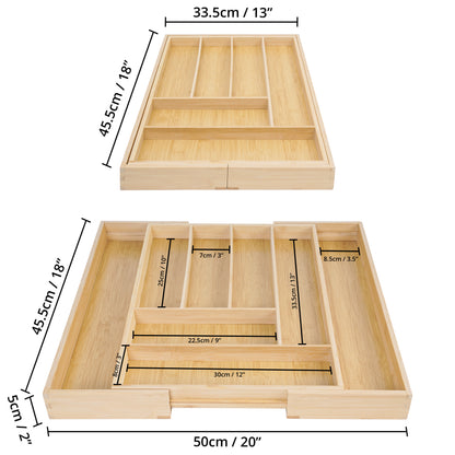 ABOUT SPACE Expandable Bamboo Drawer Organizer with Trays Dividers (L 33.5 - 50 x B 45.5 x H 5 cm)