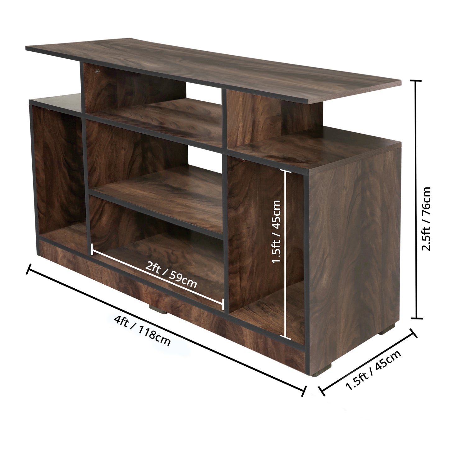 ABOUT SPACE TV Stand - Wooden TV Entertainment Unit and Shelf Storage  - TV Unit for 32 to 50 Inch TV - Dual Tone Brown