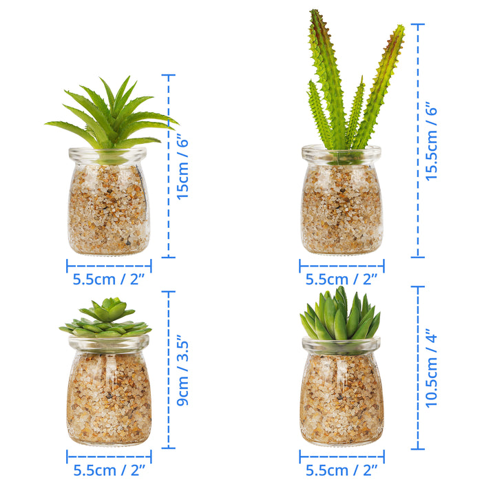 Artificial Succulent Glass Planters (Set of 4)