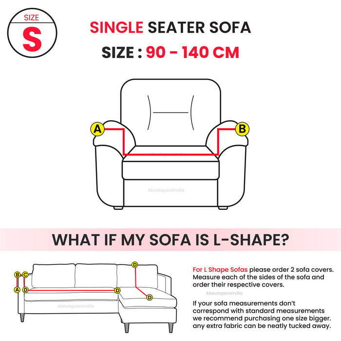 ABOUT SPACE Universal Single Seater Sofa Slipcover - Spandex & Polyester Stretchable Fabric with 8 Foam Sticks