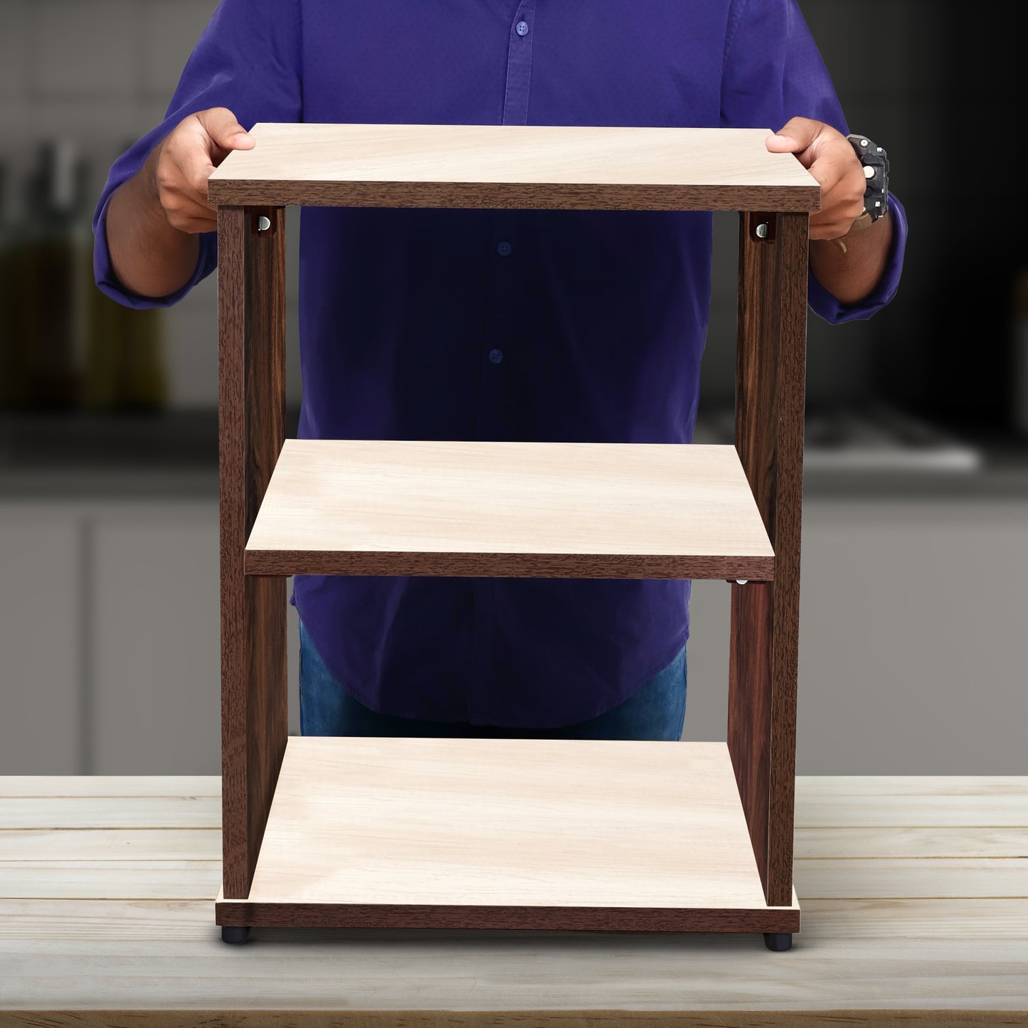 ABOUT SPACE Bed Side Table - End & Sofa Side Table with Storage (L 40 x B 40 x H 53 Cm)(Walnut)