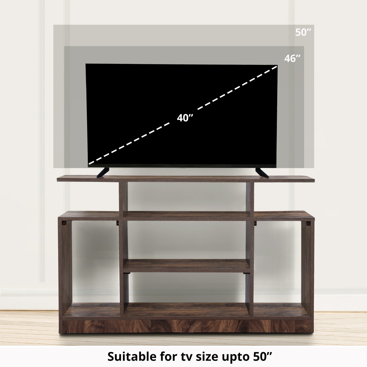 ABOUT SPACE TV Stand - Wooden TV Entertainment Unit and Shelf Storage  - TV Unit for 32 to 50 Inch TV - Dual Tone Brown