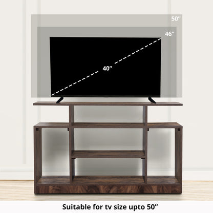 ABOUT SPACE TV Stand - Wooden TV Entertainment Unit and Shelf Storage  - TV Unit for 32 to 50 Inch TV - Dual Tone Brown