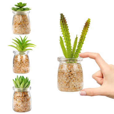 Artificial Succulent Glass Planters (Set of 4)