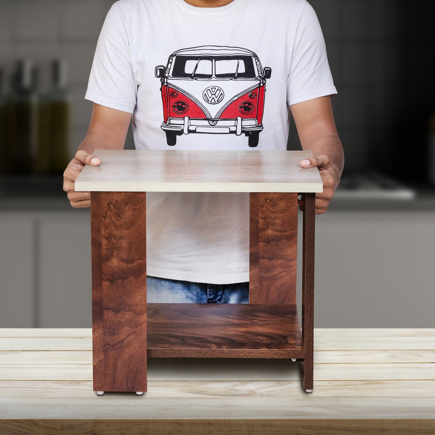 ABOUT SPACE Wooden Side Table (L 47 x B 40 x H 42 cm)