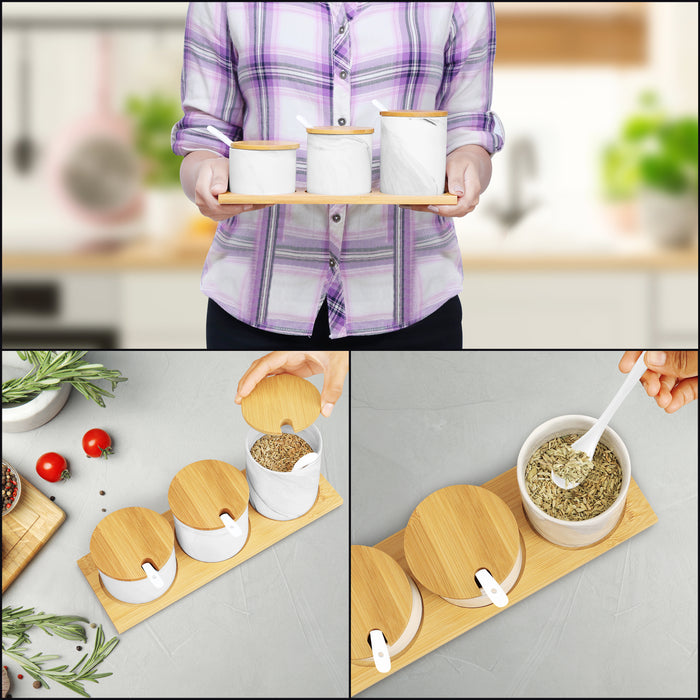 3-Piece Marble Finish Condiment Jar Set