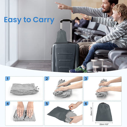 ABOUT SPACE Travel Foot Rest Pillow - Inflatable Foot Rest with Drawstring Carry Bag (Pack of 1 - Grey) L 40 x B 25 x H 46 cm