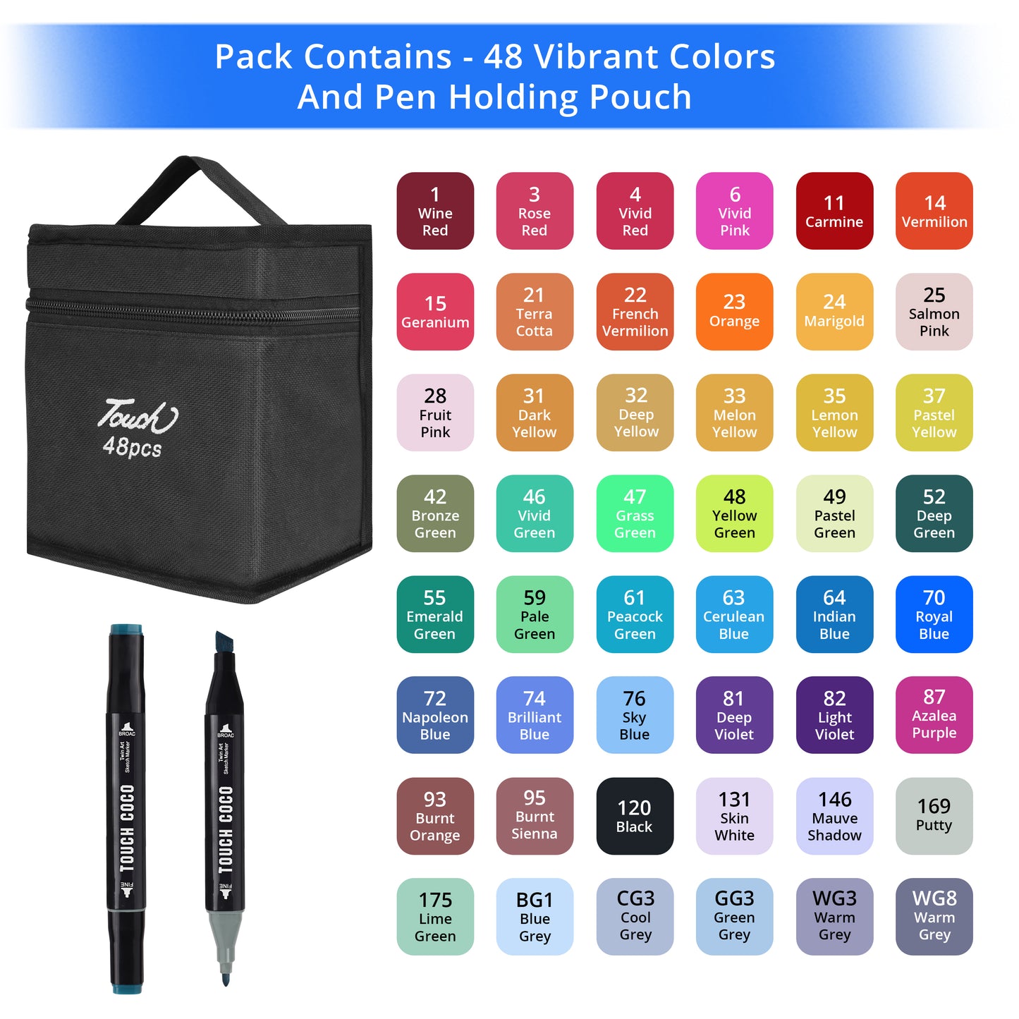 ABOUT SPACE Dual Tip Art Markers - 24 Colours With Carrying Case