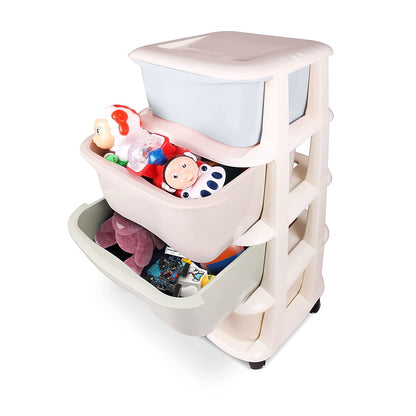 ABOUT SPACE 5 Layer Modular Drawer System - Stand with Removable Racks & Caster Wheels(L 36 x B 36 x H 98cm, Multicolor)
