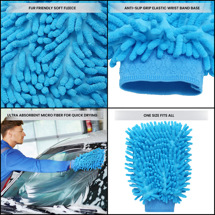ABOUT SPACE Microfiber Cleaning Glove - Glove for Wash & Dust Cleaning,Double Sided Chenille Mitt Cleaning Gloves