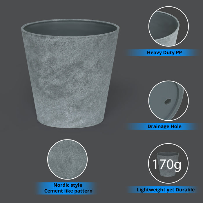 Artificial Cement Plastic Pot (Set of 3)
