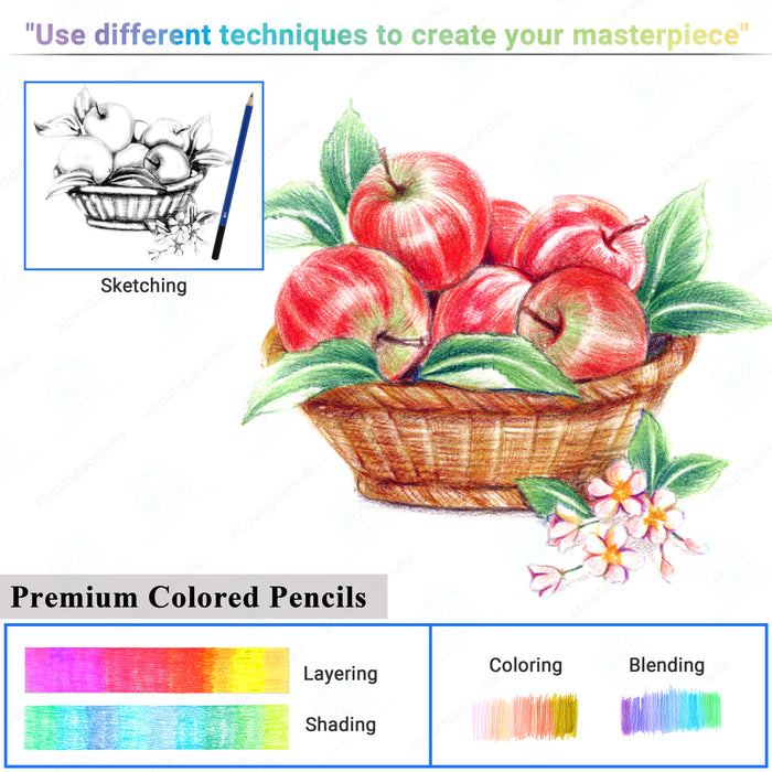 ABOUT SPACE Colour Pencils Kit (75 Pcs) - Drawing Color Pencils with Shading HB Pencil, Vinyl Eraser, Sharpener & Storage Box for Book Colouring,Blending,Sketching