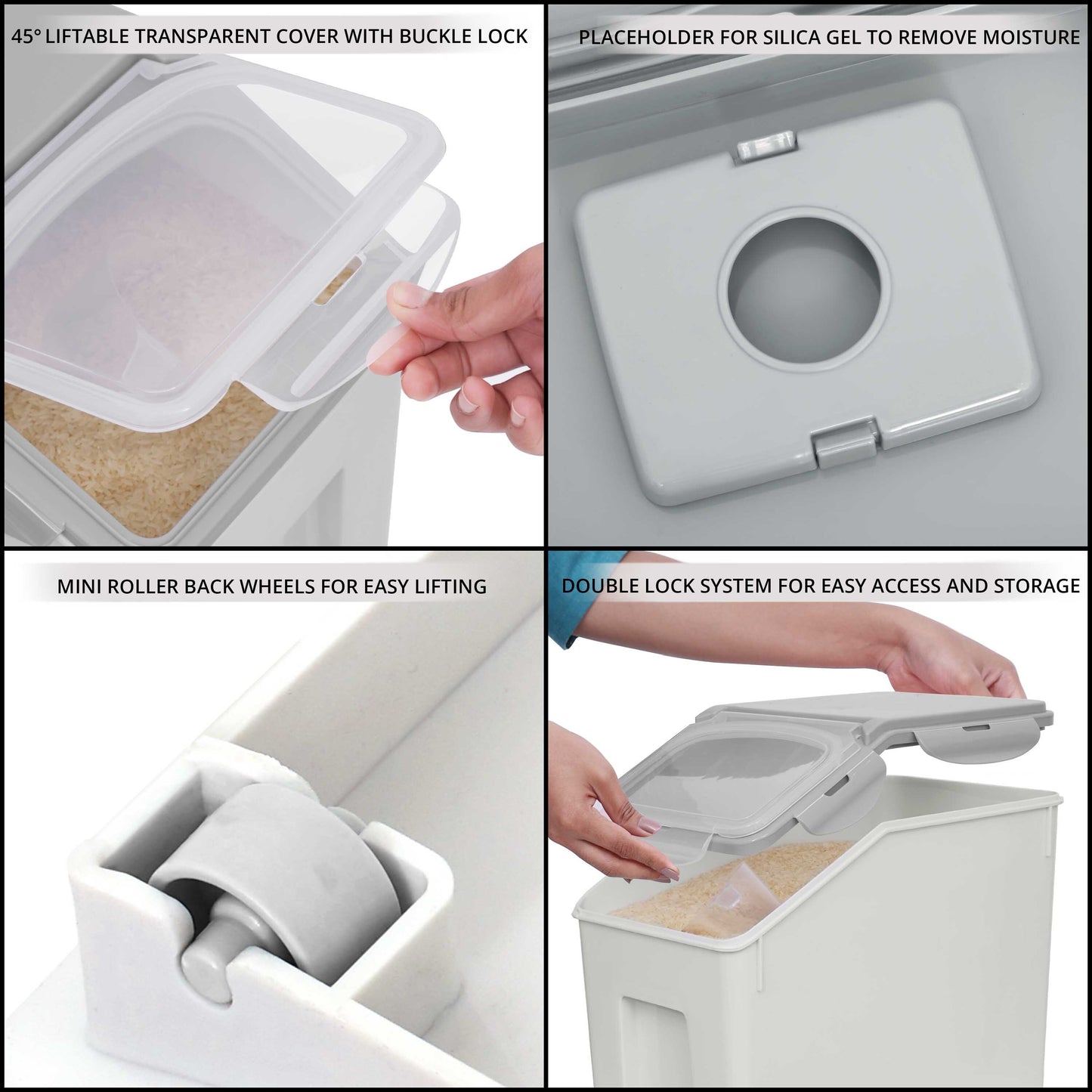 ABOUT SPACE 1 Pack Rice Dispenser (10Kg) Airtight Rice Storage Container with Measuring Cup