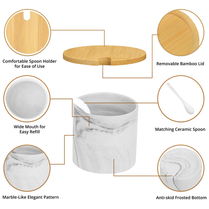 3-Piece Marble Finish Condiment Jar Set
