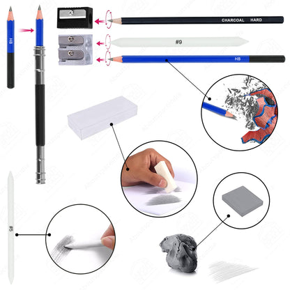 ABOUT SPACE Drawing Kit(75 Pcs) - Professional Graphite Water Colour Pencils Set with Sketch Book & Charcoal Metallic Sketching Kit