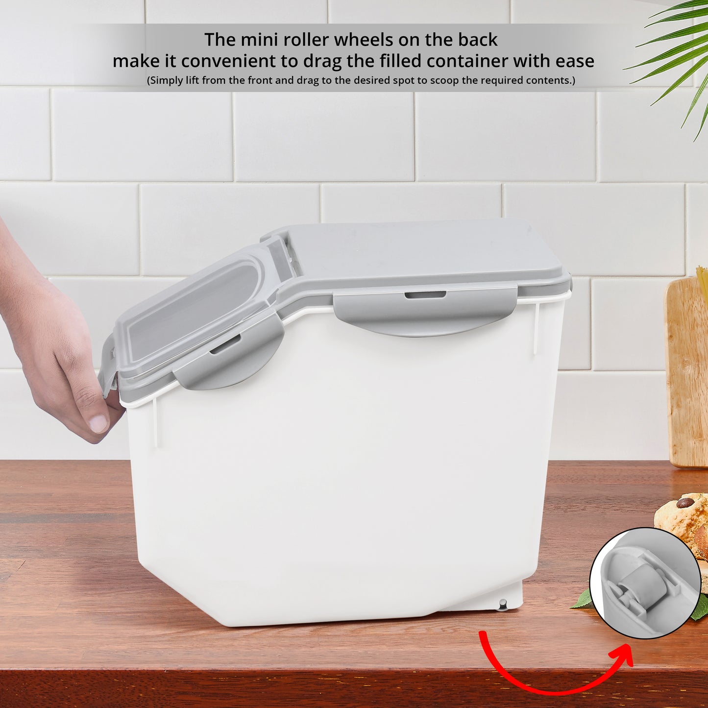 ABOUT SPACE 1 Pack Rice Dispenser (10Kg) Airtight Rice Storage Container with Measuring Cup