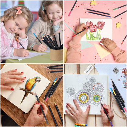 ABOUT SPACE Colour Pencils Kit (75 Pcs) - Drawing Color Pencils with Shading HB Pencil, Vinyl Eraser, Sharpener & Storage Box for Book Colouring,Blending,Sketching
