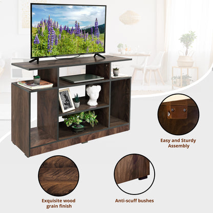 ABOUT SPACE TV Stand - Wooden TV Entertainment Unit and Shelf Storage  - TV Unit for 32 to 50 Inch TV - Dual Tone Brown
