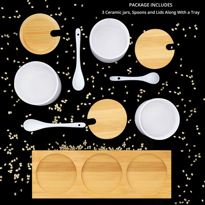 3-Piece Marble Finish Condiment Jar Set