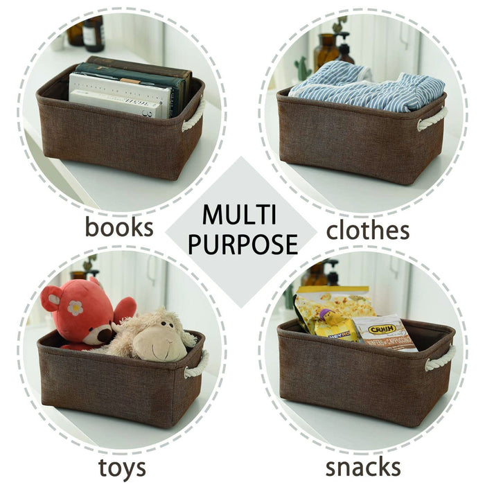 ABOUT SPACE Foldable Storage Organiser - 1 Pc Countertop Fabric Bin with Cotton Rope Handles