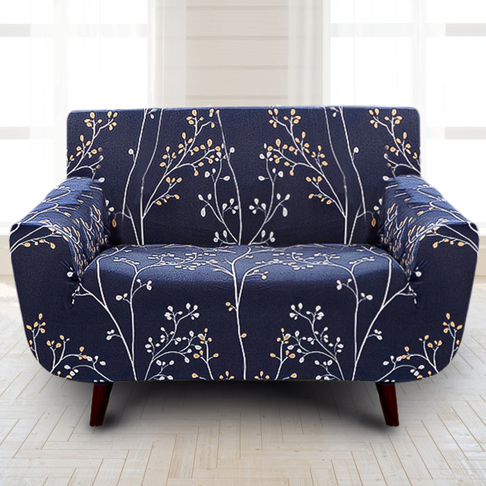 Sofa Slip Covers (Double Seater (145 - 185 cm), Blue Magnolia)