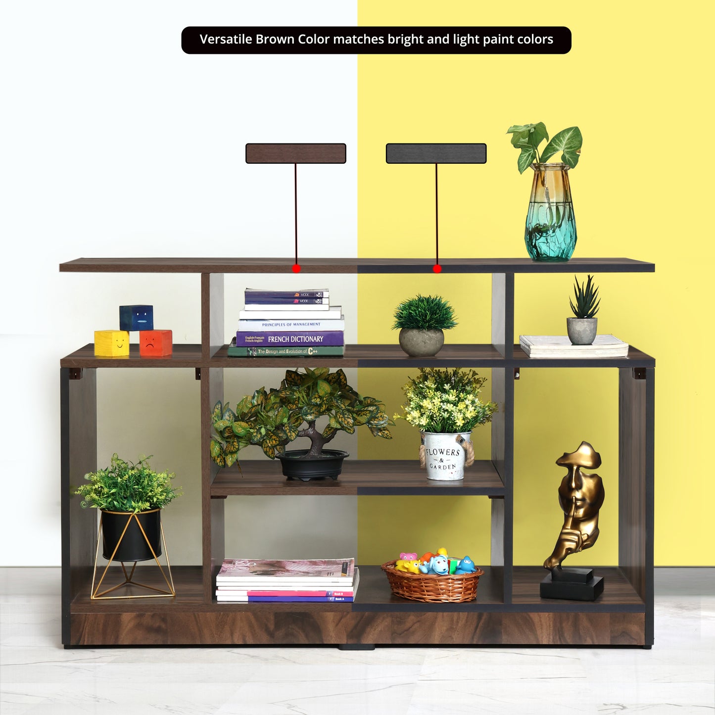ABOUT SPACE TV Stand - Wooden TV Entertainment Unit and Shelf Storage  - TV Unit for 32 to 50 Inch TV - Dual Tone Brown