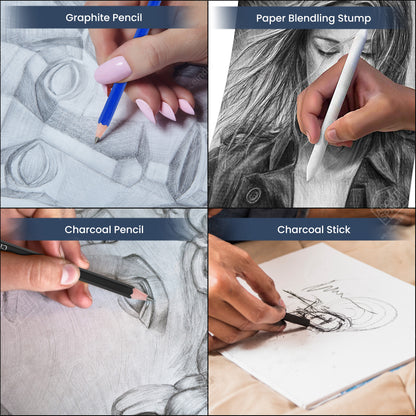 ABOUT SPACE Drawing Kit(75 Pcs) - Professional Graphite Water Colour Pencils Set with Sketch Book & Charcoal Metallic Sketching Kit