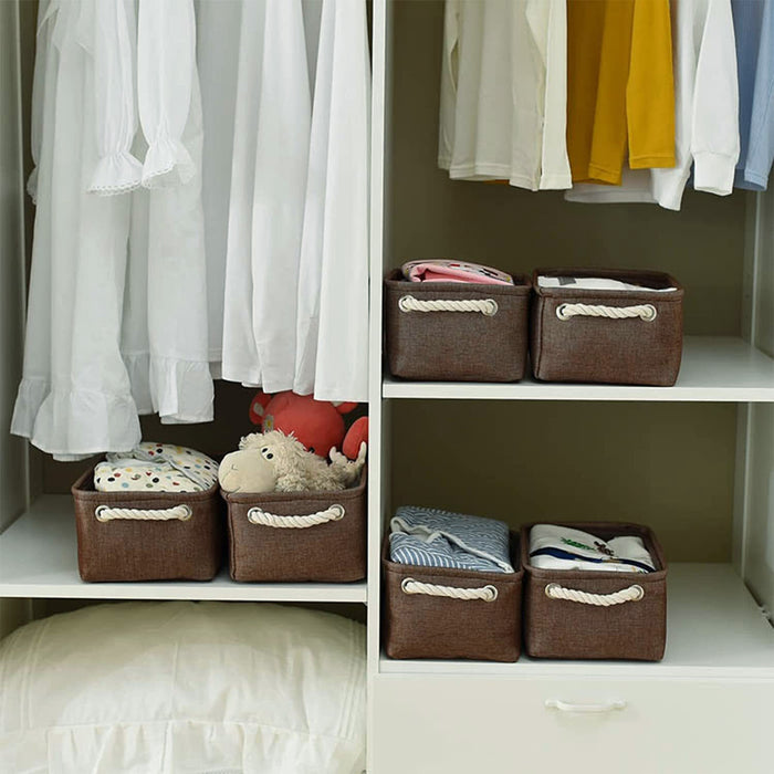 ABOUT SPACE Foldable Storage Organiser - 1 Pc Countertop Fabric Bin with Cotton Rope Handles