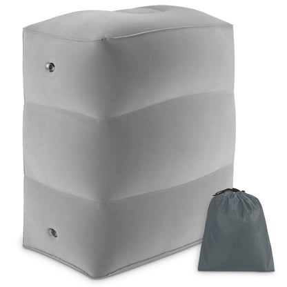 ABOUT SPACE Travel Foot Rest Pillow - Inflatable Foot Rest with Drawstring Carry Bag (Pack of 1 - Grey) L 40 x B 25 x H 46 cm