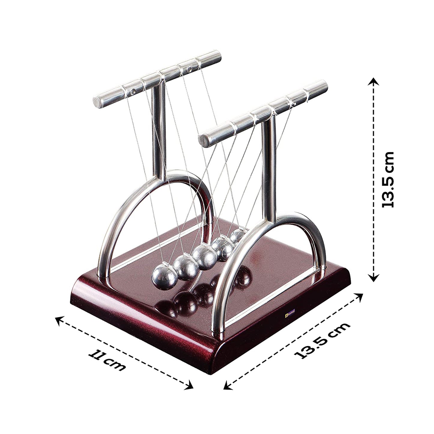 ABOUT SPACE Newton Cradle Pendulum - Metal Perpetual Motion Toy & Swing Balance Collision Ball Decoration Figurine with Polished Plastic Base & Nylon Strings for Office Desk (L13.5 x B11 x H13.5 cm)