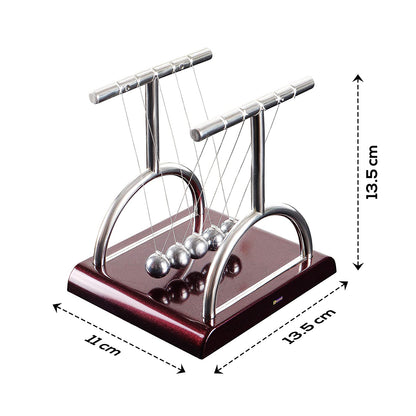 ABOUT SPACE Newton Cradle Pendulum - Metal Perpetual Motion Toy & Swing Balance Collision Ball Decoration Figurine with Polished Plastic Base & Nylon Strings for Office Desk (L13.5 x B11 x H13.5 cm)