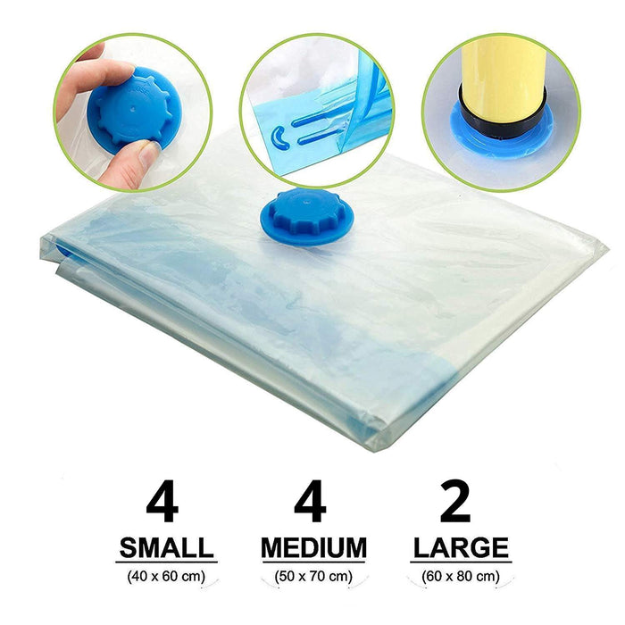 ABOUT SPACE Vacuum Bags for Clothes with Pump - (10 Pcs) Reusable Vacuum Storage Bags with Ziplock