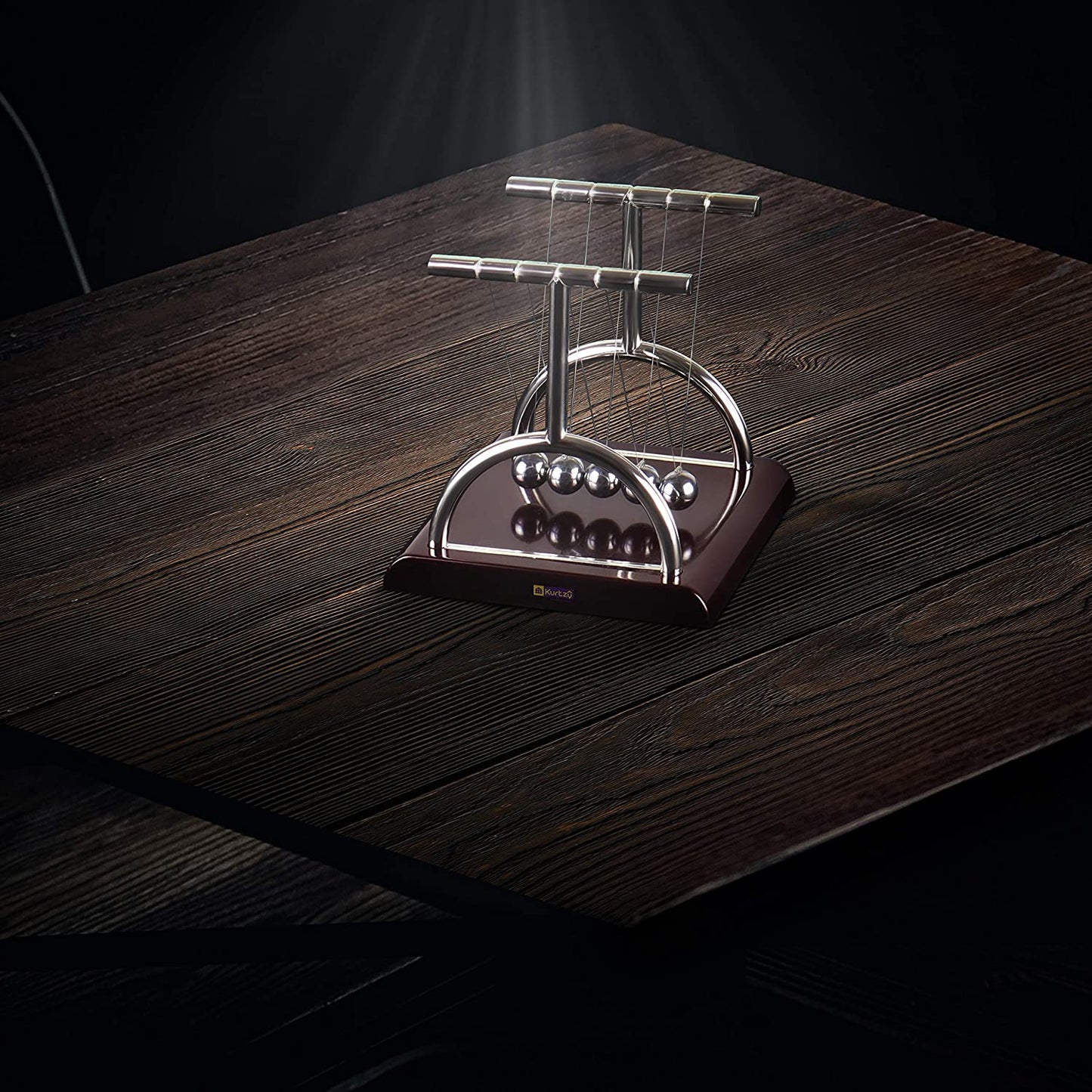 ABOUT SPACE Newton Cradle Pendulum - Metal Perpetual Motion Toy & Swing Balance Collision Ball Decoration Figurine with Polished Plastic Base & Nylon Strings for Office Desk (L13.5 x B11 x H13.5 cm)