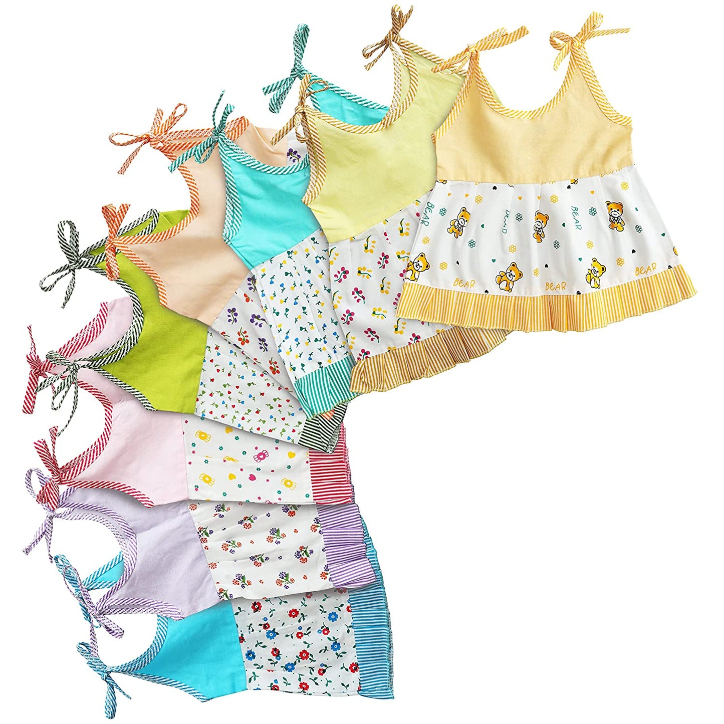 ABOUT SPACE New Born Baby Clothes - New Born Baby Cotton Frocks with Nappies for Baby Girls
