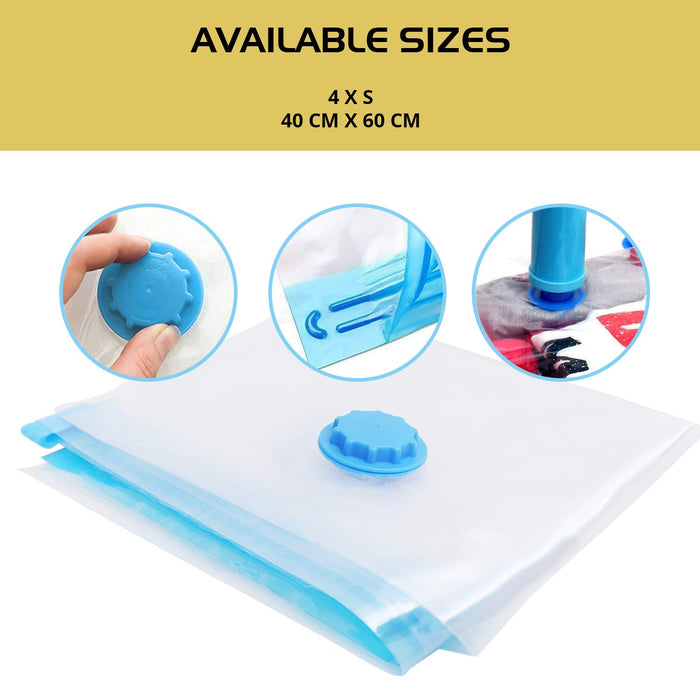 ABOUT SPACE Vacuum Bags for Clothes with Pump - (4 Pcs) Reusable Vacuum Storage Bags